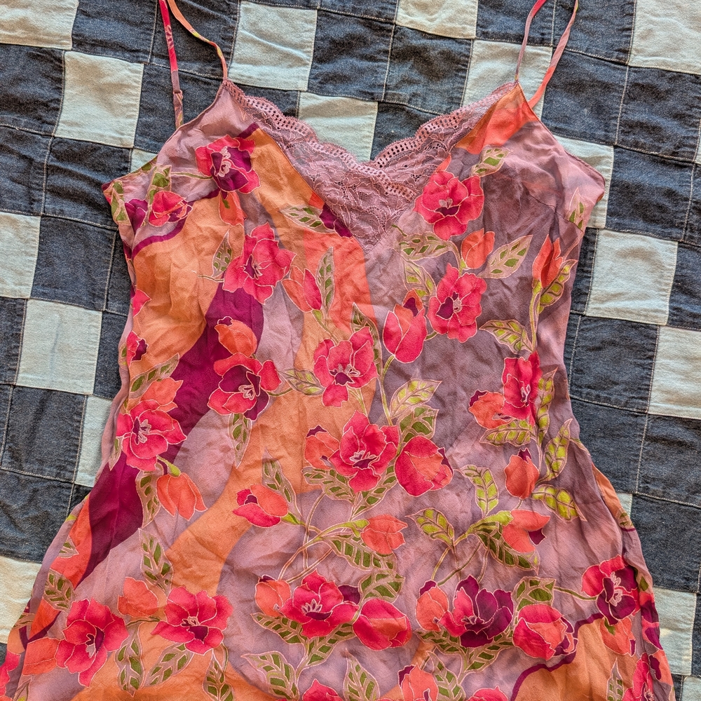 Victoria's Secret Purple and Pink Floral Lace Slip
